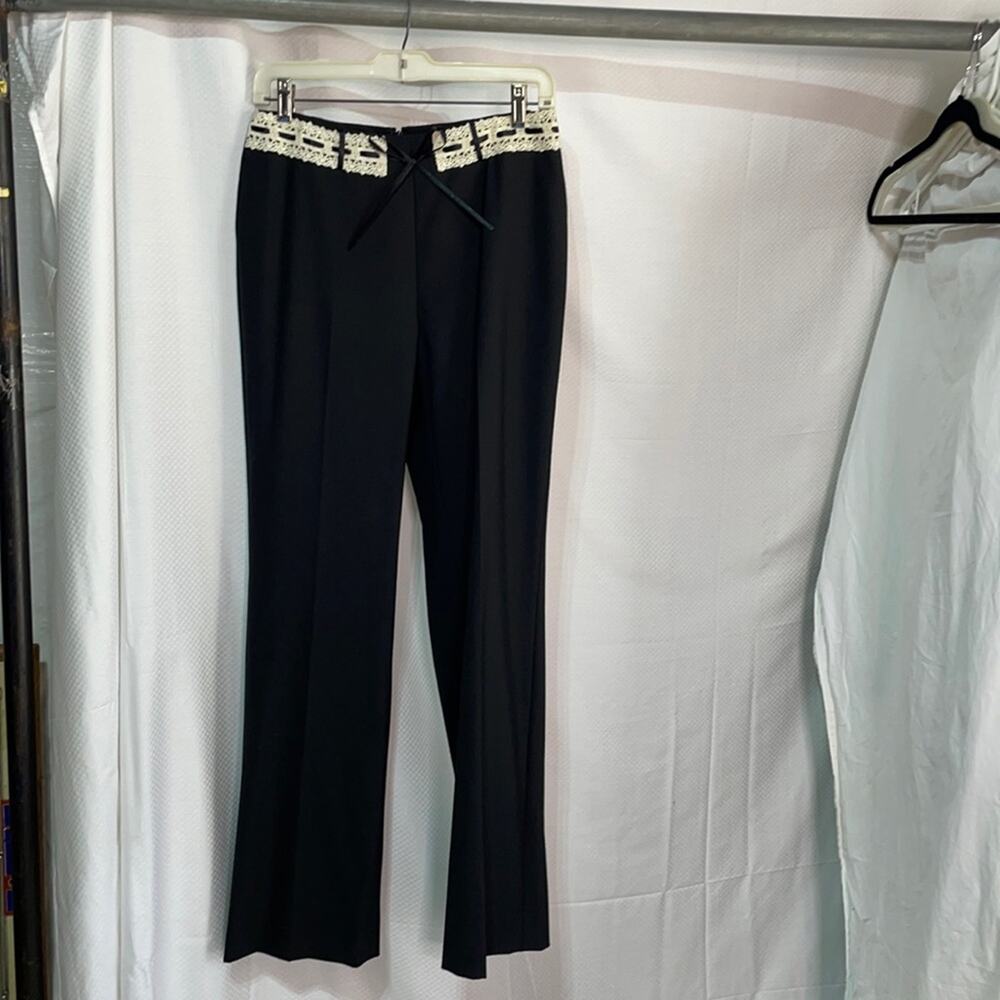 INC 2 black w/cream lace waist band accent w/bow tie euc worn once